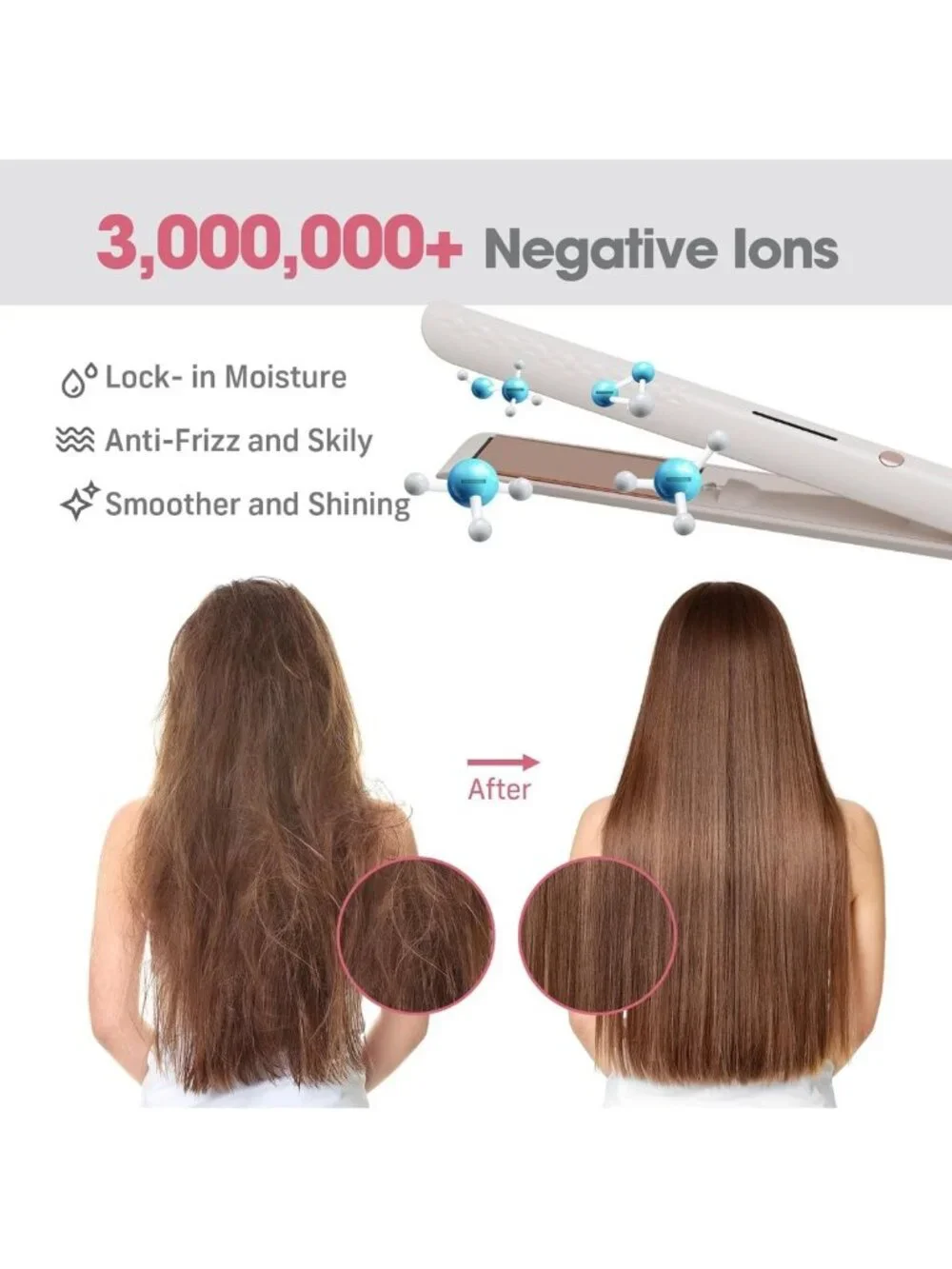 Professional Flat Iron Hair Straightener for Women, 110-240V, Sleek & Smooth